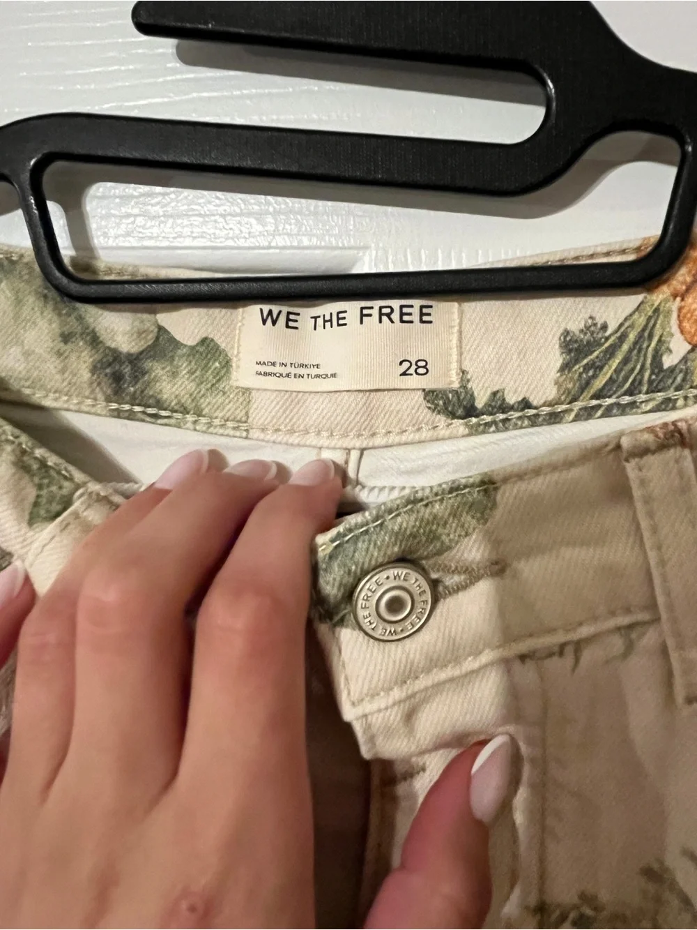 We The Free Cream Straight-Leg Jeans with Watercolor Vegetable Print